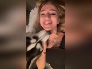 Blonde Frenchwoman Gets Her Dog to F*** Her Cat with Fellatio