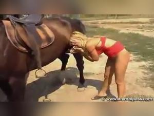 Blonde woman and dog: a beastly encounter