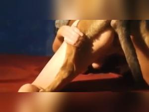 First time: a woman and a dog