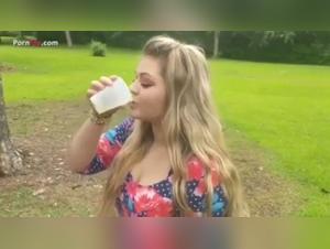 Woman dares to drink dog urine in shocking bestiality video