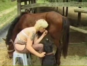 The Blonde Saloon Babe Fucks Her Dog and a Horse