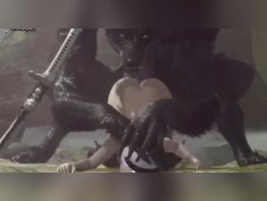 Bestiality: a woman and a dog in an extreme sex scene