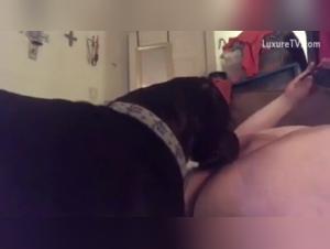 Round and greedy woman indulges in bestial pleasures