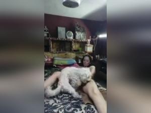 mature brazilian woman and her dog