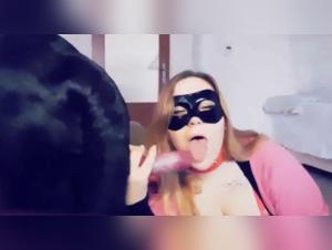 Beautiful BBW and her love for dog cum