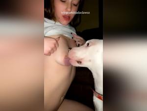 Dog Licks Girl's Breasts Zoo Sex
