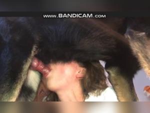 Submissive woman and her dog: a beastly and exciting video