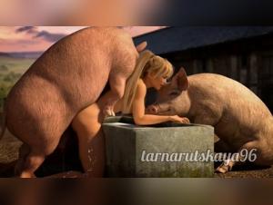 Hure F**kt Zwei Schweine