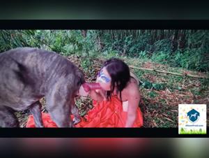 Femaledog Fucking and Sucking a Female Porn Star