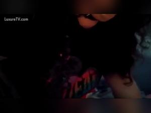 Chubby woman and her four-legged companion