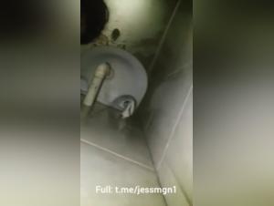 Bestiality: Latin woman and her dog in the bathroom