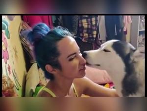 Passionate Encounter: Woman and Dog