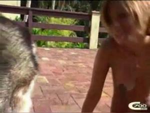 Slut fucks dog, cum-dripping madness