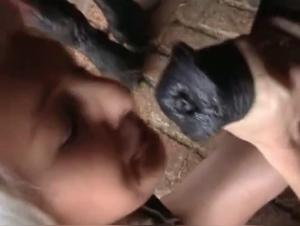 Blonde fucks her trained stallion
