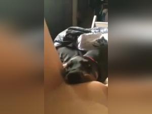 Woman and dog in shocking beastly video