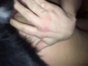 A submissive and horny female dog in nature