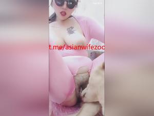 china esposa salvaje con su perro