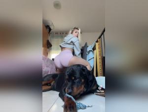 Bestiality with a teen and her dog