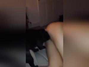 First time: a woman and a dog in a bestiality video