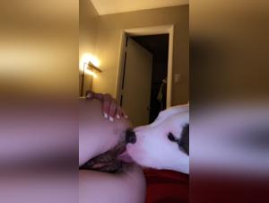 Hairy teen girl and dog in extreme sex scene
