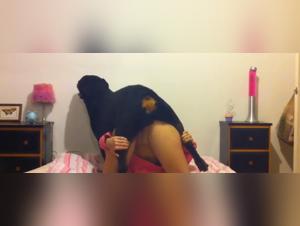 Submissive woman gets fucked by a dog