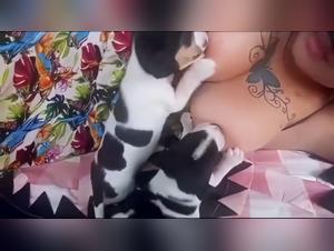 artzoo, frau und hund passione