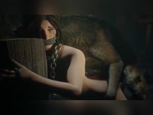 Lara and her canine therapist in 3D: a unique bestiality experience