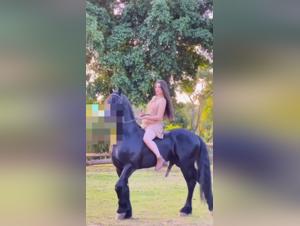Tiktok girl and horse in hot bestiality video