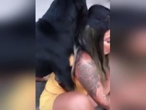 Bestial encounter: woman and dog