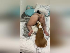 Bestial sex video with a BBW woman and her dog