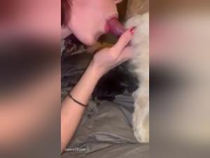 Bestiality: White woman and small dog