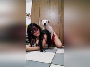 Skinny teen in intense bestiality scene