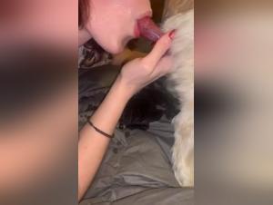 Bestial: Young girl sucks her little dog