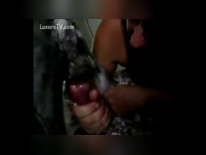 MILF in the dark room: a bestiality sex video not to be missed