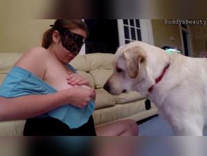 The extreme zooophile woman and her dog get down and dirty