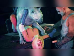 Power Girl and her four-legged friend: a shocking beastly scene