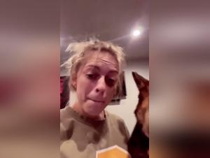 Woman and dog in bestiality sex video