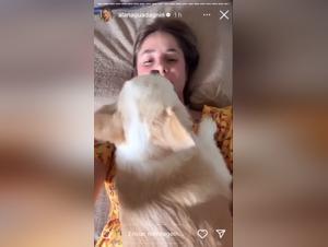 teen blonde gets licked by her bitch and dog