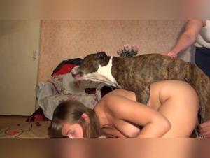 Russian woman and dog in extreme bestiality session