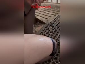 Chinese woman masturbates a pig, climaxing on her tights