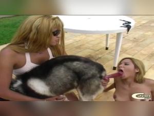 Submissive woman lets loose with her dog