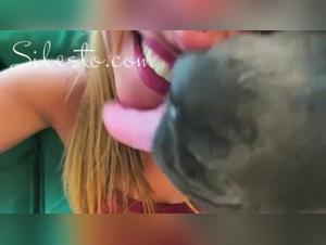 intimate moment girl dog