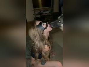 Sonya and her dog in a bestiality sex video