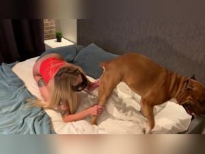 Sonya and her canine friend in shocking bestiality video