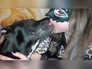 intense kiss with my dog